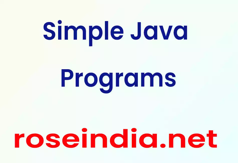 Simple Java Programs