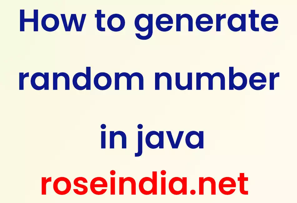 How to generate random number in java