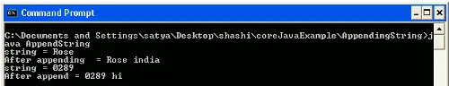 Appending String in java