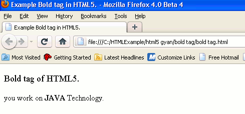 HTML5 Bold Tag, Definition Of Bold Tag In Html5.